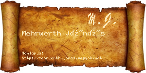 Mehrwerth Jónás névjegykártya